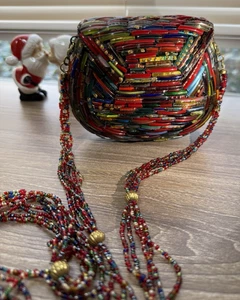 Bolso de mano Tara Glass llamativo brazalete con cuentas carcasa dura estilo bohemio - Imagen 1 de 23