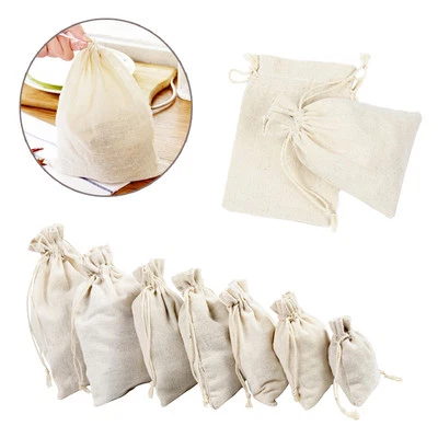 10/25/50/100Pcs Natural Cotton Drawstring Bags, 3 x 4 Inch Reusable Muslin bags, - Image 1 of 4