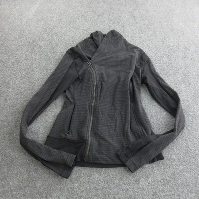 Lululemon Jacket Womens 6 Black Gray Asym Zip Funnel Collar Athletic Running - Image 1 of 4