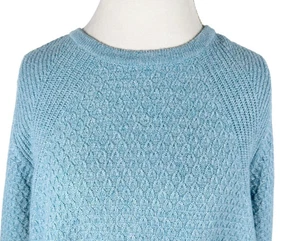 J. Jill Soft Waffle Chunky knit Sweater Light Blue Button Sides Classic Size 2X - Picture 1 of 10