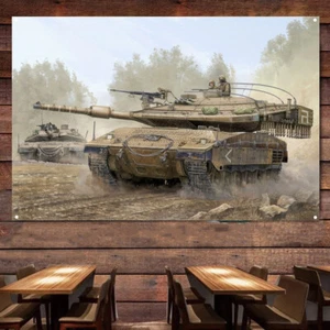 Póster artístico tanque de batalla principal israelí Merkava colgante de pared bandera armadura arte pancarta - Imagen 1 de 5
