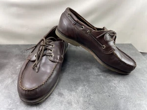 Hitchcock by Sebago Boat Loafers Men 9.5 EEEEE 5E Shoes Brown Leather Slip On - Picture 1 of 15