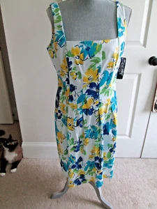 NUEVO CON ETIQUETAS * VESTIDO FLORAL SIN MANGAS PARA MUJER TALLA 14 CHAPS $100.00 - Imagen 1 de 6