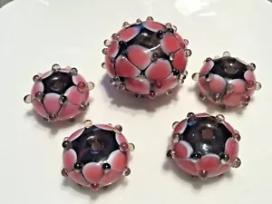Beautiful lampwork glass  beads set of 4 -20mm and 1 large bead -30mm lot 147 - Picture 1 of 2