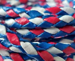 Bolo Cord Motorcycle Biker Vest Motorbike Braided Red White Blue Pu Leather - Picture 1 of 4
