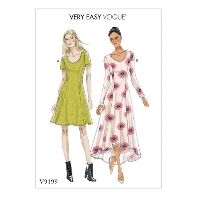 Vogue Schnittmuster V9199 - Kleid - Teilungsnähte - ausgestellter Rock - Bild 1 von 4