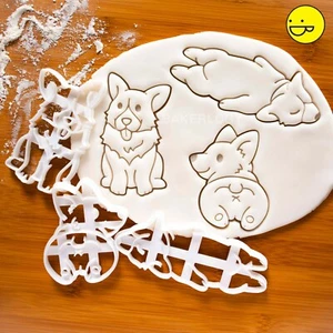 Set of 3 Corgi cookie cutters | cute Pembroke Welsh dog butt woof corgis biscuit - Picture 1 of 13