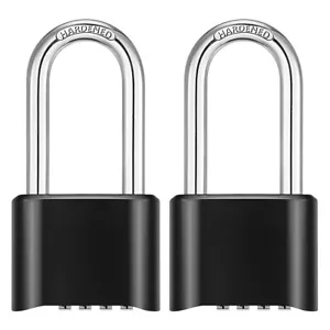 2X Extra Long Shackles Combiniation Padlock 4 Wheels Keyless Lock School Locker - Picture 1 of 9