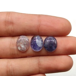 12X10 MM Oval 3pcs Rare blue iolite with sunstone cabochon loose stone M7511 AU - Picture 1 of 5