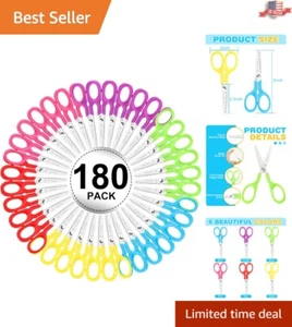 Vibrant Kids Scissors Bulk - 5 Inch Safety Scissors Perfect for Classroom Use - Picture 1 of 9