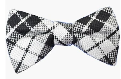 Vestido de fiesta Countess para hombre texturizado a cuadros preatado pajarita años 80 negro blanco Foto 1 de 4