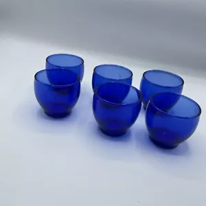 Vintage blaue Glas Rolly Polly Gläser 6er Set - Bild 1 von 3