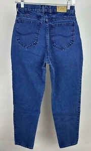 Vintage 90s LEE Mom Jeans 26x29 ACTUAL Western Yoke Navy Blue Dark Wash Minimal - Picture 1 of 11