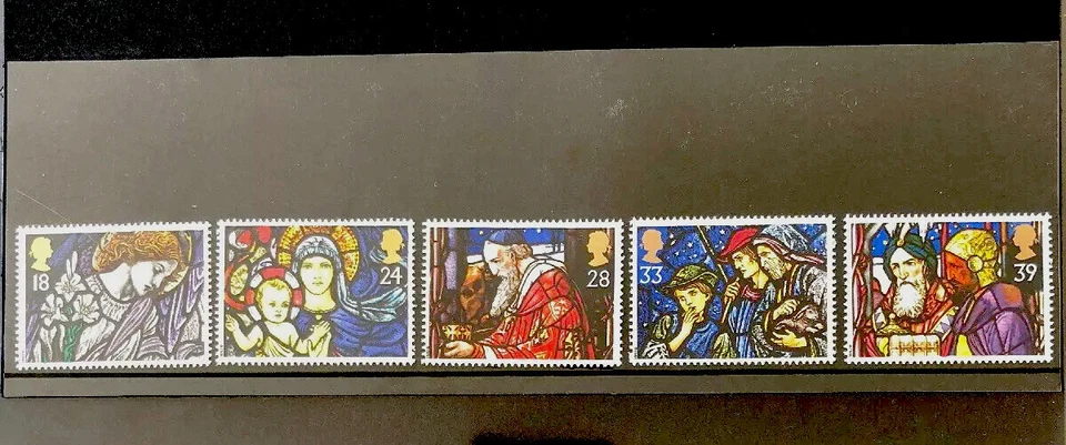 GB 1992 MNH Juego de estampillas de vidrieras de Navidad como nuevas Foto 1 de 1