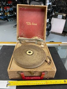 Vtg Tele-tone portable Suitcase Record Player Turntable 78 45 33 50's Vinyl Albu - Picture 1 of 13