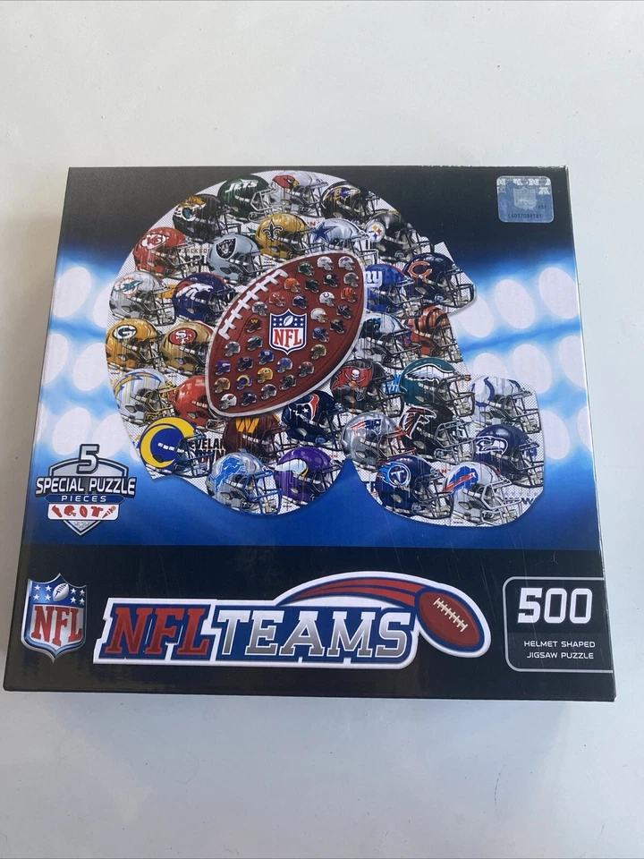 Rompecabezas en forma de casco de equipos de la NFL, 500 piezas 25 pulgadas x 22 pulgadas sellado de fábrica NUEVO Foto 1 de 3