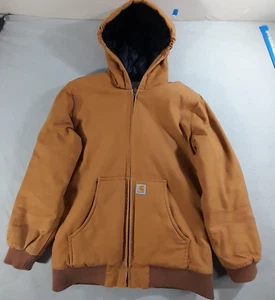 Carhartt Jacket Boys XL 18-20 Hooded Taffeta Quilt Lined Canvas Flawless - Picture 1 of 13