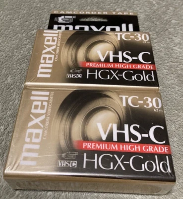 (2)麦克塞尔VHS-C摄像机录像带-全新/未开封/密封 — 第 1/2 张图片