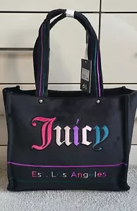 Large Juicy Couture Black Velour Tote Bag - Picture 1 of 8