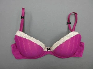 32B Betsey Johnson Purple Underwire Padded Back Closure Demi Bra 4K - Picture 1 of 8