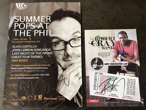 Two Autographs on Publicity Flyers: Robert Cray & Elvis Costello. - Picture 1 of 4