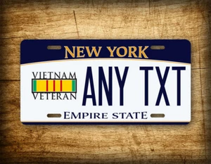 Personalized New York Vietnam Veteran License Plate ANY TEXT 6x12 Custom - Imagen 1 de 6