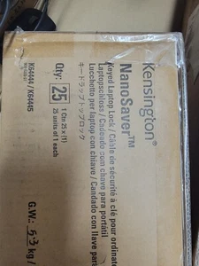 lot 25 New Kensington NanoSaver Keyed Laptop Lock Security Cable K64444 / K64445 - Afbeelding 1 van 4