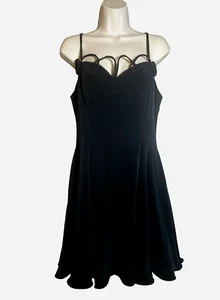 Niteline Della Roufogali Black Cocktail Dress Womens 10 Fit Flare Short w/Straps - Picture 1 of 17