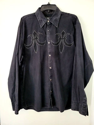Roar Enough Excuses Black Long Sleeve Button Down w/Embellishments - XL - Image 1 of 4