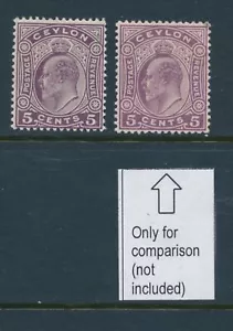 CEYLON, 1908 5c (new design) deep purple fine MM, SG289, cat GBP7.50 - Picture 1 of 1