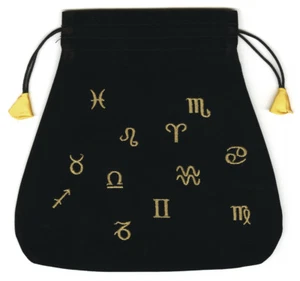 ASTROLOGICAL POUCH Astrology Velvet Drawstring Bag Zodiac Tarot Cards Card Deck - Picture 1 of 1