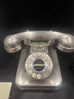 Teléfono POTTERY BARN Gran Teléfono Metal Cepillado Pulsador Etiqueta Original Foto 1 de 4