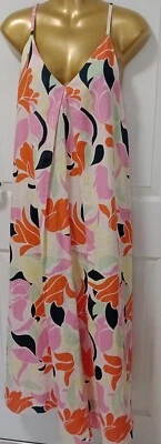 M&S Collection Linen colourful  cool  linen Swing Dress New With Tags Size 12 - Image 1 of 4