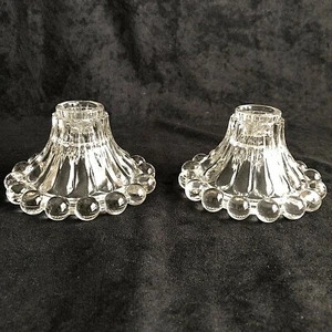 Anchor Hocking Berwick Boopie Clear Glass Candle Holders Set Of 2 Vintage 1950s - Picture 1 of 6