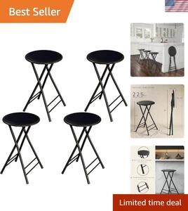 Versatile Set of 4 24-Inch Foldable Bar Stools – Ideal for Kitchen or Game Room - Picture 1 of 11