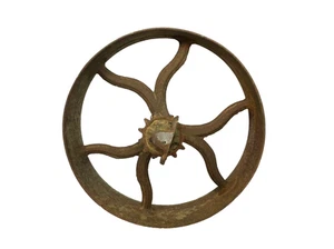 Antike alte 1-B Metall Eisen massiv 17,75" Rad Riemenscheibe Architektur Dekor Bauernhof - Bild 1 von 14