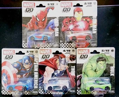 MARVEL GO COLLECTION Diecast Cars Racing Original 5 Car Lot #1-5 Spider-Man/Hulk - Image 1 of 4