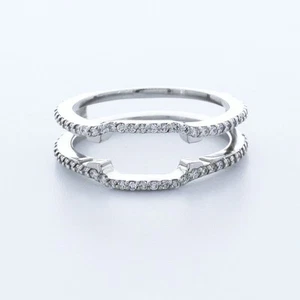 0.3CT Lab-Created Diamonds E/VS2 Round Cut 14K White Gold Open Band Wedding Ring - Picture 1 of 4