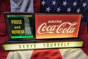 Coca-Cola Coke 1950’s Pause & Refresh Soda Fountain motion Counter Sign Display - Picture 1 of 11