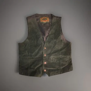 Vintage Men’s G-III Green Suede Leather Snap Up Vest Size Large - Picture 1 of 3