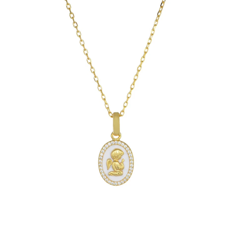 Collana Donna AMEN CLANSMGB Argento 925% Angelo Custode Gold Dorato - Immagine 1 di 1