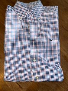 Camisa Vineyard Vines Calce Ajustado Ballena, Azul, Blanco Rosa Cuadros, Para Hombre XS - Imagen 1 de 4