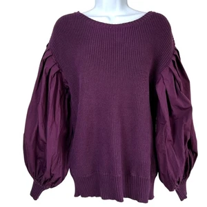 Suéter Maude Vivant Regency Manga Abullonada Medios Mixtos Borgoña Talla S Coqueta - Imagen 1 de 7