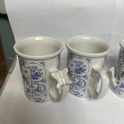 Set 4 Hallmark Houston Harvest Butterfly Handle Coffee Cup Mugs Lavender Flowers - Image 1 of 4