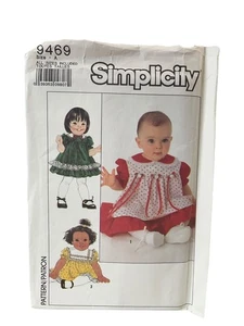 UNCUT FF Sewing Pattern Simplicity 9469 Dress Babies Infants Girls Size 6-18mon - Picture 1 of 2