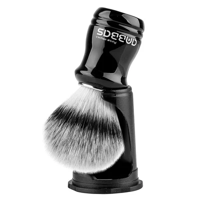 Synthetic Badger Shaving Brush with Black Holder Stand,Resin Handle Foam Brush 2 Foto 1 de 4