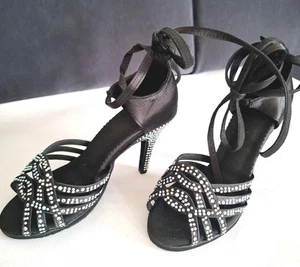 Tanzschuhe für Salsa und Latein Gr. 38-38,5 schwarz mit Strass - NEU - Bild 1 von 7