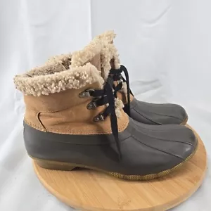 Sperry Women's Side Zip Leather Tan/Brown Winter Duck Boots STS86691 Size 12 - Picture 1 of 8