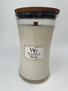 WoodWick White Teak - Large 21.5 oz Hourglass candle new - Picture 1 of 5