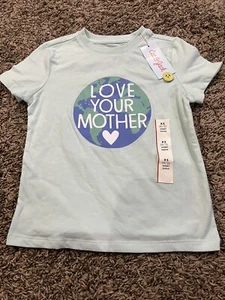 Boys ‘Love Your Mother’ Graphic Short Sleeve T-Shirt - Cat & Jack Mint Green XS - Picture 1 of 2
